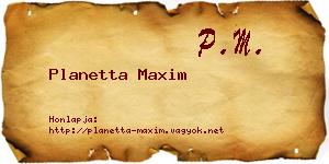 Planetta Maxim névjegykártya